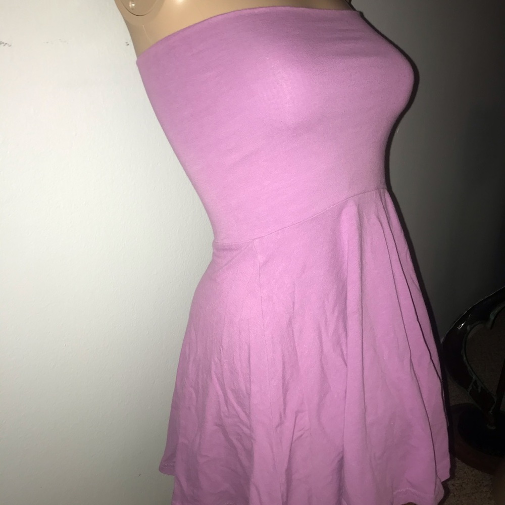 Lavender tube top with peplum bottom.